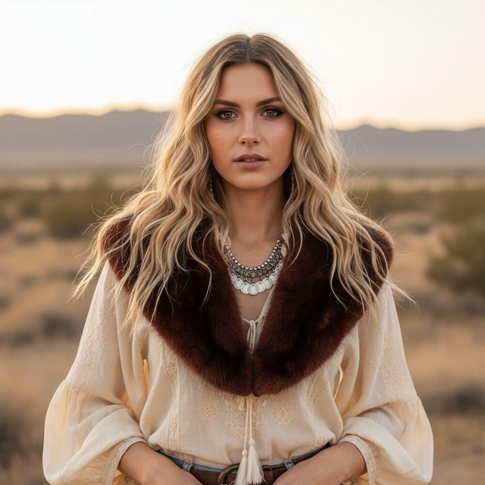 Vintage Brown Fur Collar Scarf